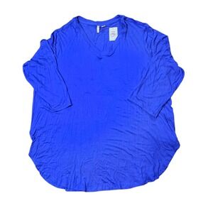Cato Plus Tunic Top Clematis Blue V-Neck 3/4 Sleeve Womenswear Size 18/20W